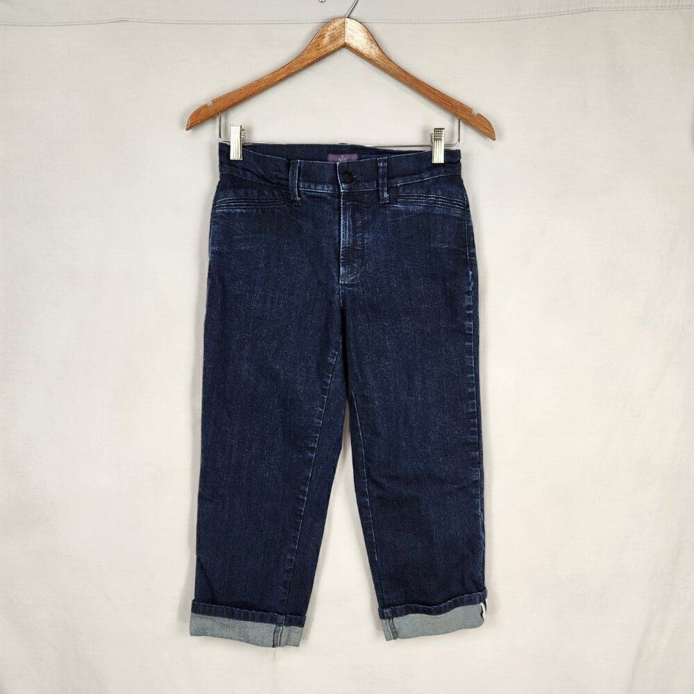 NYDJ Womens 2 Denim Crop Jeans Capris Dark Wash Blue Lift Tuck Ladies Stretch